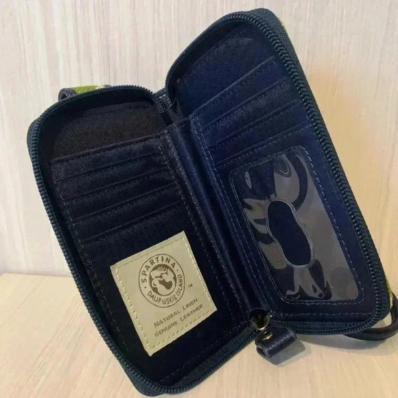 Spartina Wristlet - Green & Blue, Linen & Leather - Picture 3 of 5